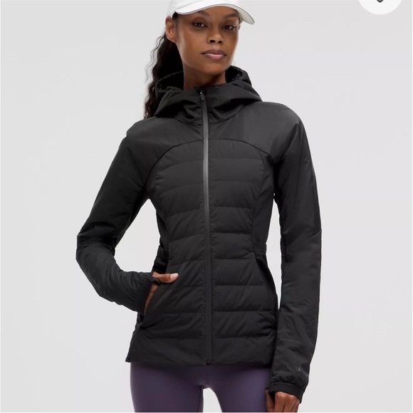 Lululemon sz 4 Down for It All Puffer Jacket Black Fall Running Coat zip goose - Picture 1 of 10